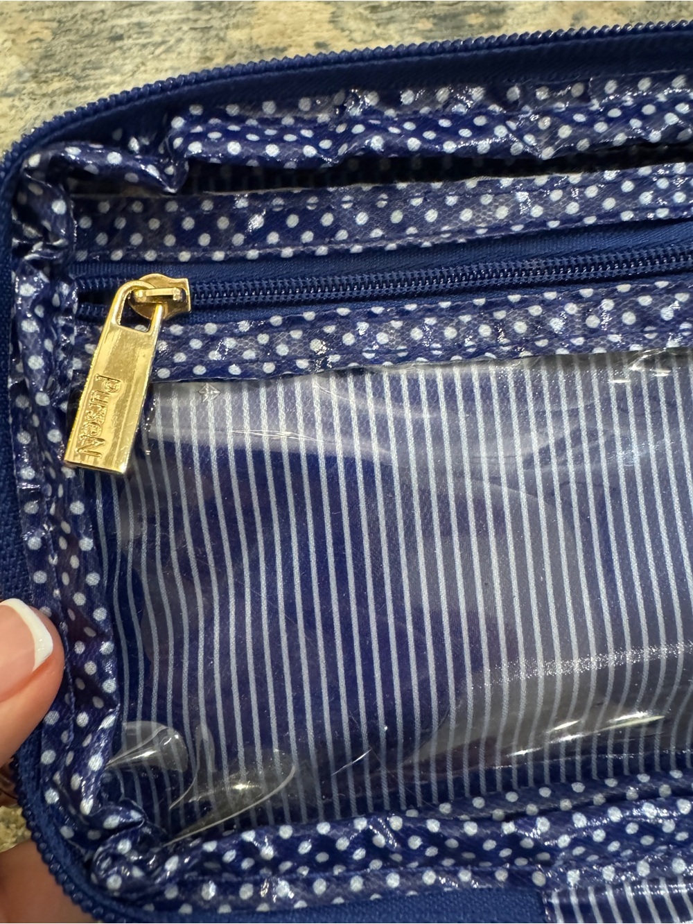 Blue Polka Dot Toiletry Train Case - PurseN - NWT Travel Makeup Organizer - Picture 2 of 13